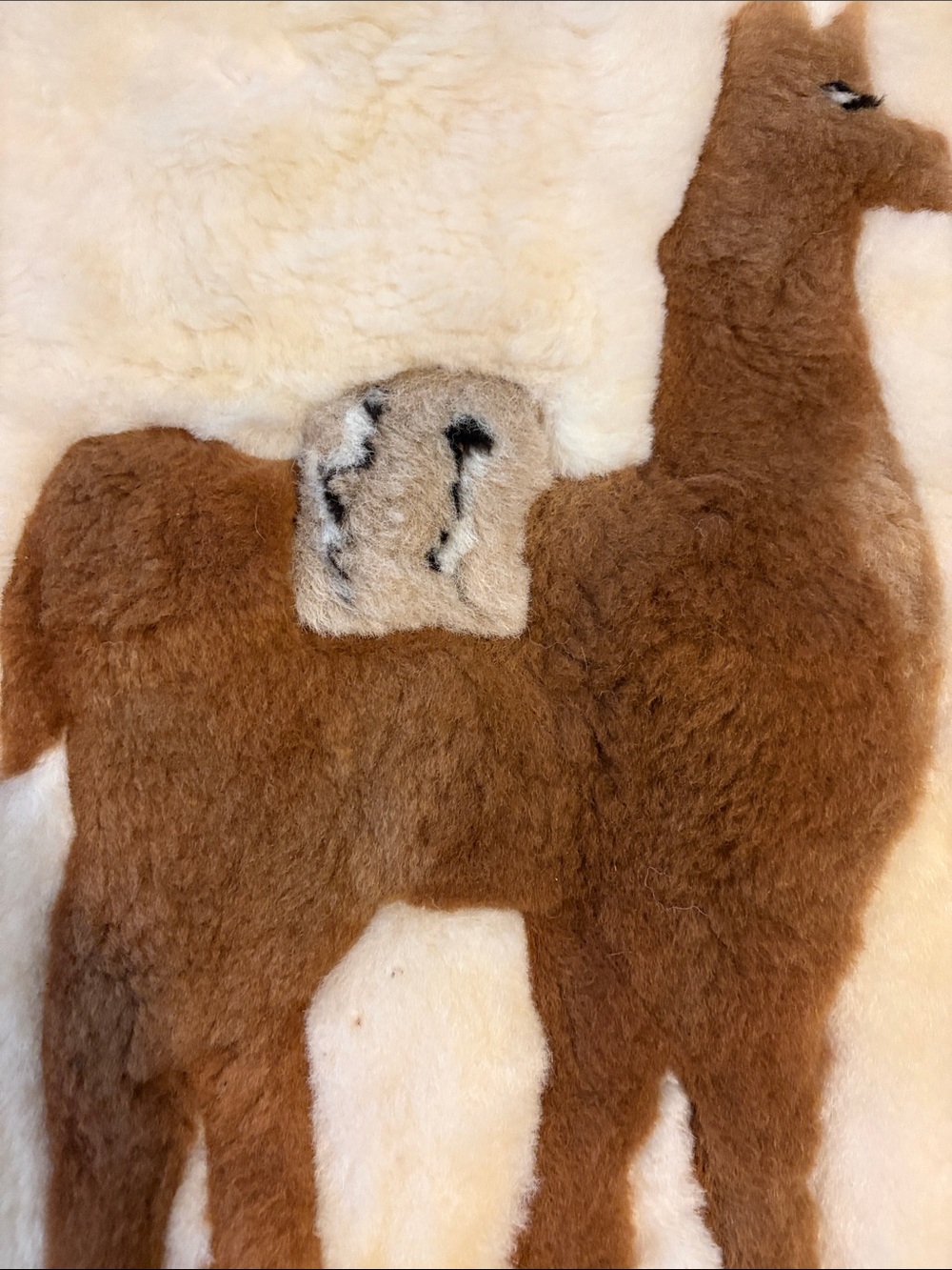 Brown Llama Sheepskin Rug - Cream Border - Picture 6 of 12